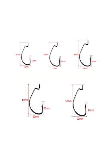 Jeehugo 50 Adet Yüksek Karbon Çelik Olta İğnesi - Kırmızı Kranklı İğne, Depolama Kutusuyla