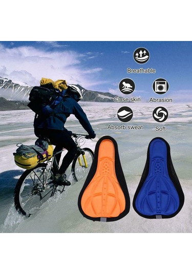 Geeroyoo Bisiklet Minder Kılıfı: 3d Kalın Eva Yastık, Nemlendirici, Kayma Engellisi - Mavi Dağ, Yol Bisikletleri İçin Mavi