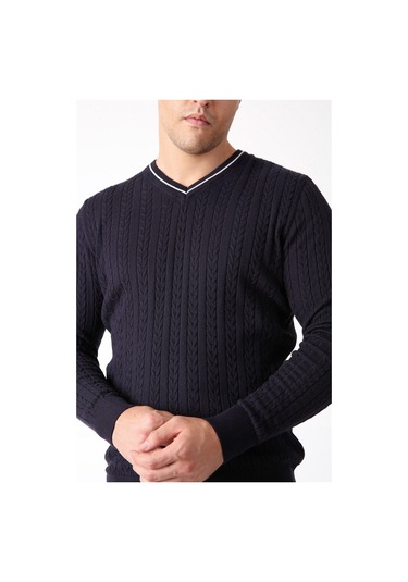 Ferraro Lacivert V Yaka Erkek Pamuk Kazak Lacivert (456045976) Lacivert