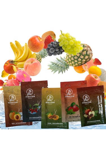 Mucize 5li Set 5 Adet Refill Doypak Çilek-nane/elma-tarçın/kiraz-mento/seftali-buzlu Cay/portakal-tarcin