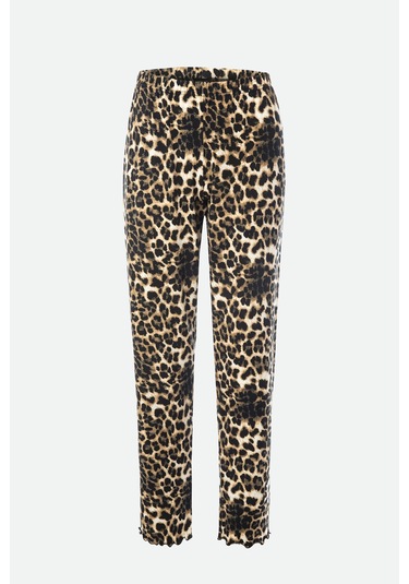 Kadın Pamuklu Çıtır Çiçek Desenli Baby Overloklu Fiyonk Detaylı Uzun Kollu Pijama Takımı Ko70142 Siyah