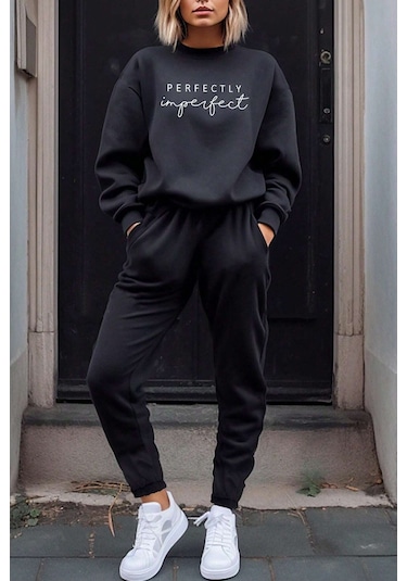 Perfectly Baskılı Eşofman Takımı Siyah