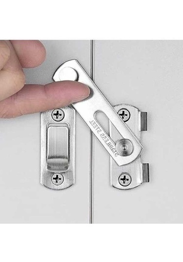 Prestigegoods Ahır Kapısı Mandalı 2.75x2 İnç Fırçalı Nikel Paslanmaz Çelik Katlanır Kapı Kilidi Sürgülü Kilit - Gümüş Gümüş