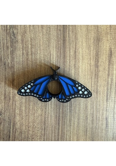 Kitap Ayracı - Sayfa Tutucu - Tek El Kitap Okuma Aparatı Mavi Kelebek