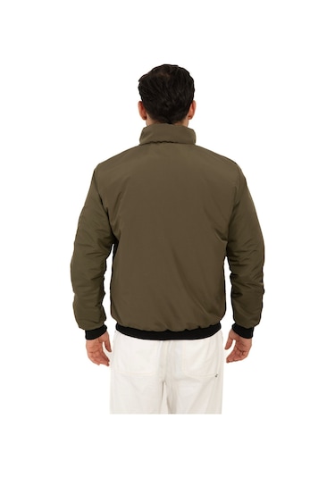 Riverstorm Erkek Haki İçi Astarlı Dik Yaka Mevsimlik Cepli Su Ve Rüzgar Geçirmez Yağmurluk Haki