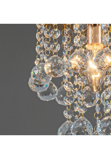 Akasya Gold Renk Kristal Taşlı Hol Ve Salon Avizesi Krom