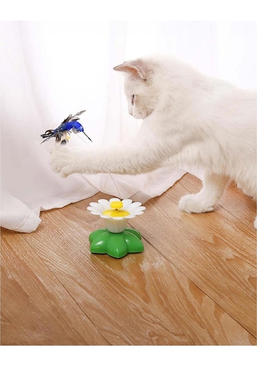 Pribor Hareketli Kedi Oyuncağı Dönen Kuş Başlıklı Pille Çalışır