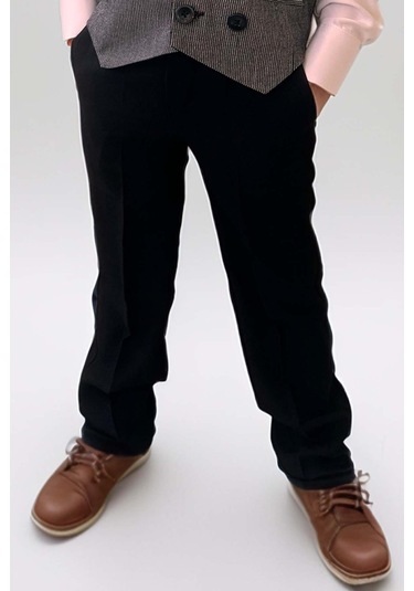 Riccotarz Erkek Bebek Dikey Çizgili Yelek Gri Takım Elbise Gri