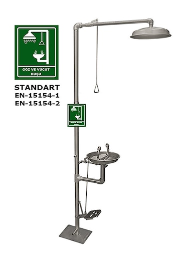 Ea 2032-a Acil Boy Ve Göz Yıkama Duşu Pedallı Paslanmaz