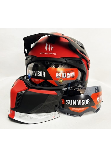 Şefaf ve Siyah Cam + Mt Streetfighter Sv Totem B15 Modüler Motosiklet Kaskı