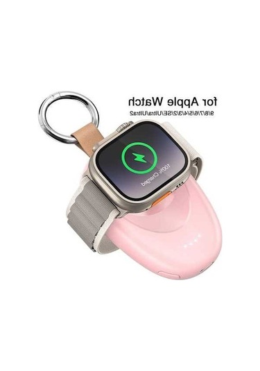 Novahub Newdery 1400mah Taşınabilir Kablosuz Şarj Cihazı - iOs Watch Uyumlu İçin Pink Pembe