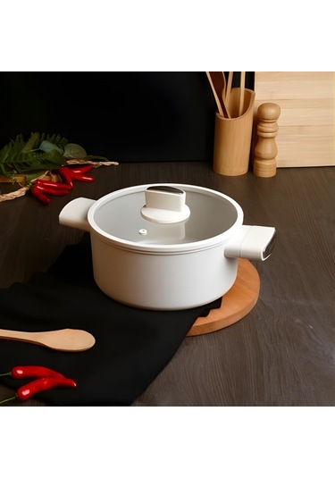 Belarıva 24 Cm Beyaz Sılıkon Saplı Derın Tencere Beyaz