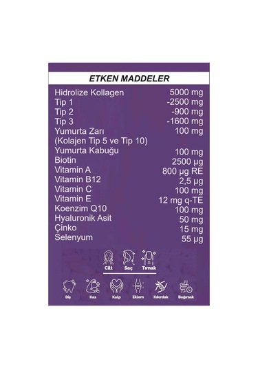 Collagen Forte Çilek Aromalı 1000 Mg Tip 1-2-3-5-10 Toz Kolajen 30 Şase