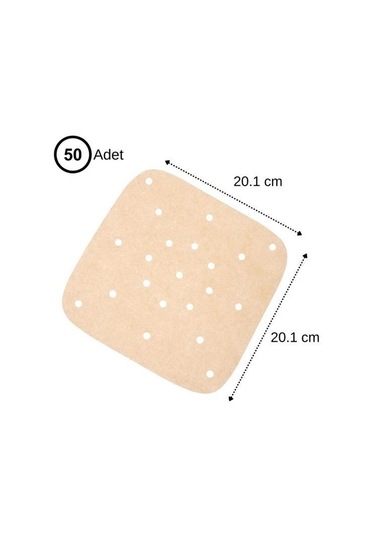 Ollevra 50 Adet Air Fryer Pişirme Kağıdı Tek Kullanımlık Hava Fritöz Yapışmaz Yağlı Kağıt Delikli Model