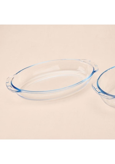 Masterchef Twin Isıya Dayanıklı Oval Cam Tencere Seti - Şeffaf Şeffaf