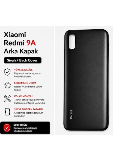 Xiaomi Redmi 9a Arka Kapak Batarya Kapağı Siyah Uyumlu Yedek Parça