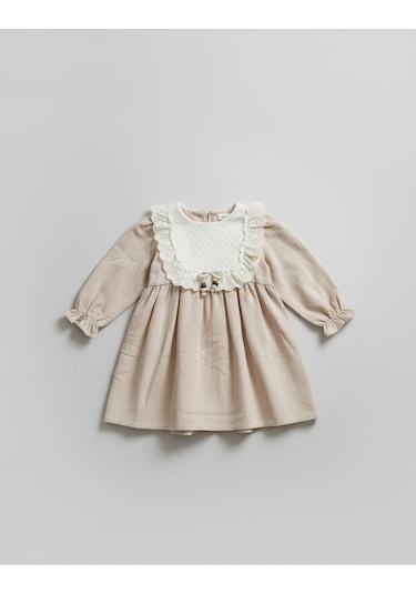Kız Çocuk Fiyonk Elbise KREM