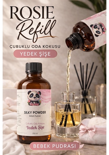 Rosie Silky Powder Çubuklu Oda Kokusu Yedek Şişe 250 Ml Pudramsı Ortam Kokusu, Reed Diffuser, Refill Fresh
