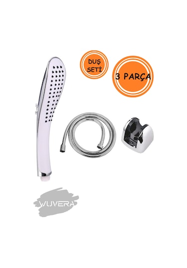 Wuvera Banyo Duş Başlığı Fiskiyesi Telefonu Oval Başlık Beyaz Duş Seti Beyaz
