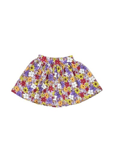 Çiçek Desenli Kız Çocuk Etekli Takım Krem