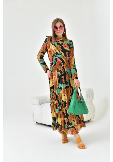 Ftz Women Kadın Desenli Elbise Sarı 30842-Sarı