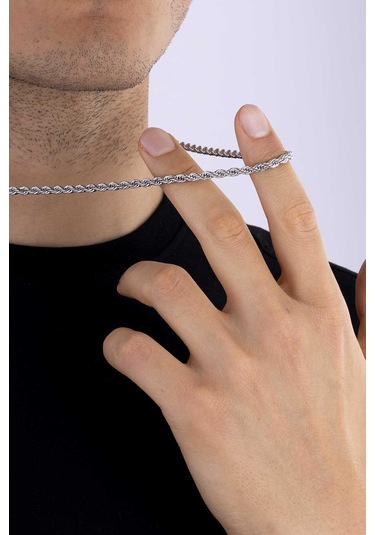 Gümüş Pazarım Klasik Burgu Model Erkek Çelik Zincir Çok renkli