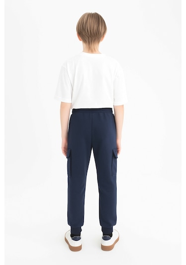 Erkek Çocuk Basic Kargo Cepli Jogger Paça Okul Eşofman Altı Ak2322-1 Lacivert