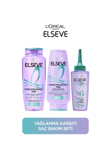 ELSEVE Hydra Pure Salisilik Asit içeren Yağlanma Karşıtı Arındırıcı 3'lü Bakım Seti