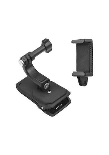 Jeehugo Plastik Sırt Çantası Klem Sistemi - 5.5-9cm Ayarlanabilir Telefon Tutucu İle - 360 Döner Outdoor Spor Video Kaydı İçin Siyah