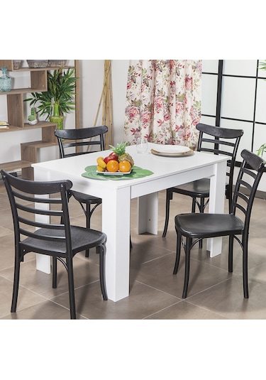 Arda / Efes Mutfak Masa Takımı 4 Sandalye 1 Masa - Siyah