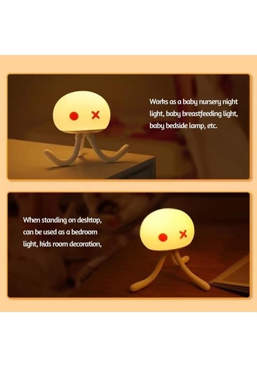 Prestigegoods Sevimli Denizanası Bebek Gece Lambası Kısılabilir Bebek Başucu Lambası Silikon Ç, Led, Masum Rüya Işıltısı Beyaz