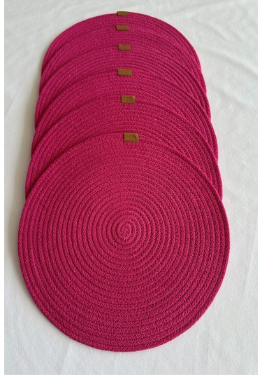 Yuvarlak Amerikan Servis Sofra Altlığı, Masa Dekoru Supla 33x33 6lı Fuşya