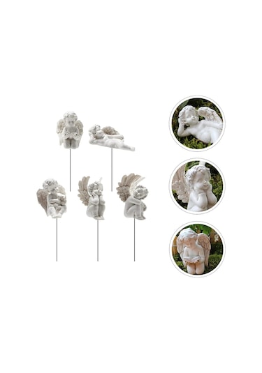 5pcs Angel Bahçe Stakes Dekoratif Çim Bahçesi Dekoratif Taş Minyatür Melek Peri Bahçesi Angel Yard Memorial Heykeli