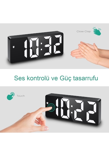 Led Ayna Dijital Masa Saati,elektronik Çalar Saat,takvim Termomtre