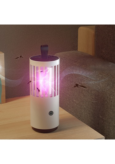 Vkemall Ev İçin Pil Şarjlı Moskito Öldürücü - 360 Işık Ve Turbo Emme İle Fiziksel Öldürme, Beyaz