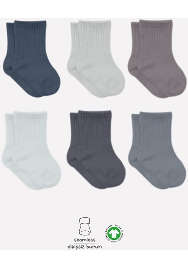 Bistyle Colors 6lı Penye Düz Soket Çorap Bs6000 Antrasit 001