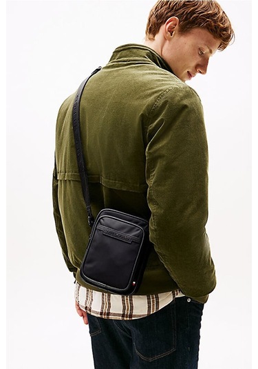 Erkek Th Repreve Logolu Mini Postacı Çantası - Siyah Triple Black