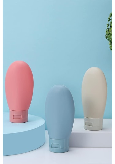 Doldurulabilir Şampuan Krem Saç Kremi Losyon Şişesi 3'lü Çantalı Çok Renkli