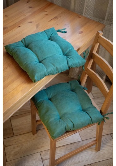 Slavıca Sandalyeye Takılan Bağcıklı Kare Yastık 40x40cm 363124944 Yeşil