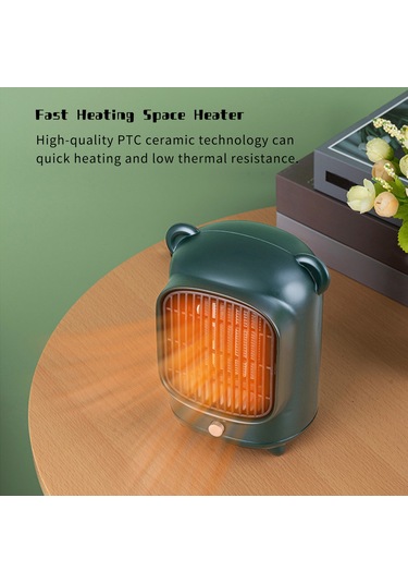 Symbee Yeşil Mini Ofis/ev Isıtıcı - 500w Hızlı Isı, Sessiz Çalışma, Ateş Engelleme Abs Kasa, Avrupa Standartı Filtre