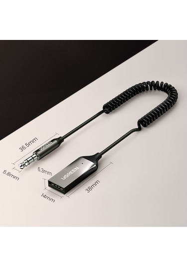 Cbtx Ugreen Araba Bluetooth 5.0 Adaptörü Usb 3.5mm Aux Ses Müzik Kablosuz Alıcı Eller Serbest Adaptörü