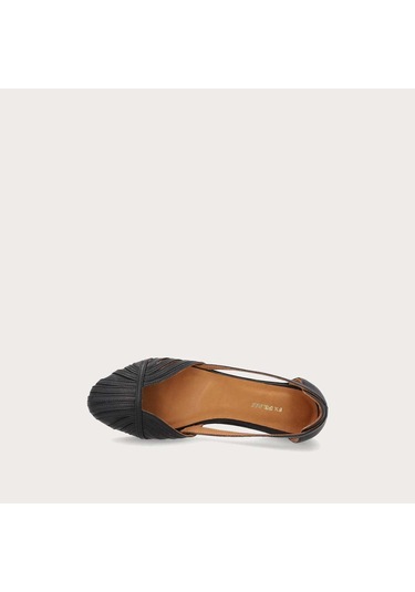 Nero Black Sandalet Kadın 03m4 Frau Leather Caged Ballet Flats Wıth Thın Straps siyah