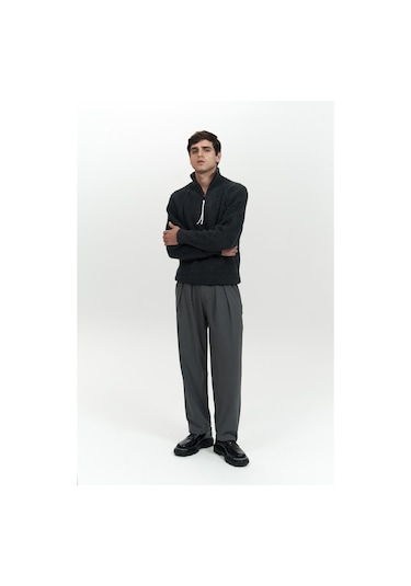 Mai Collection Mai Studios Co. Zane Fermuar Detay Antrasit Erkek Triko Kazak Antrasit