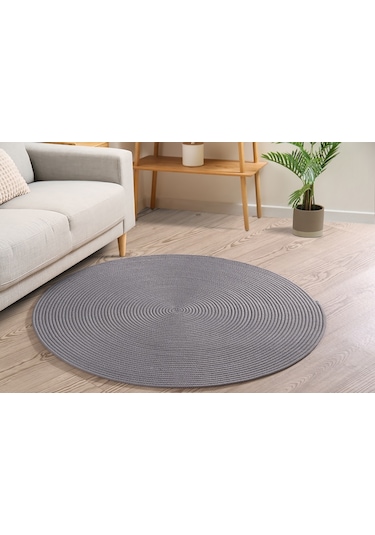 Klappe Jüt Hasır Oval Halı Antrasit