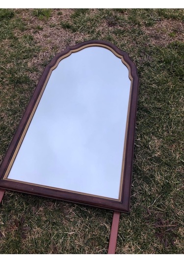 Vintage Kubbeli Tırnak Ayna 103x55 cm Kahverengi