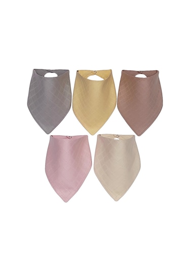 S-Mall Bebek Salya Önlük -Fular -2 Kat Müslin -2 Çıtçıt -Spring Çok Renkli