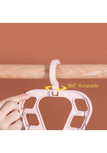 Pembe 9 Delik Sihirli Elbise Askısı Dolap Organizatör Kurutma Rafı Çok Fonksiyonlu Gardırop Eşarp Depolama Askı Uzay Tasarrufu Pembe