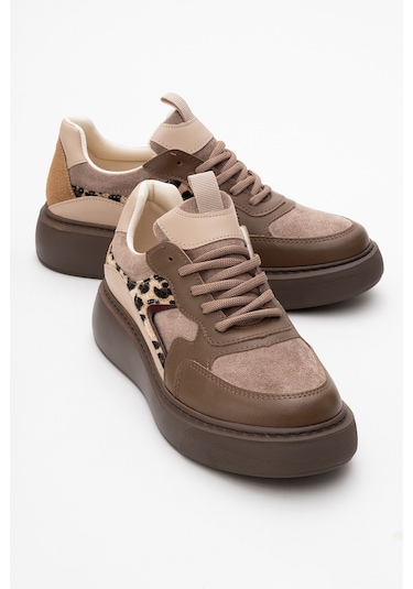 Aere Kahverengi Desenli Kadın Spor Ayakkabı Kahverengi