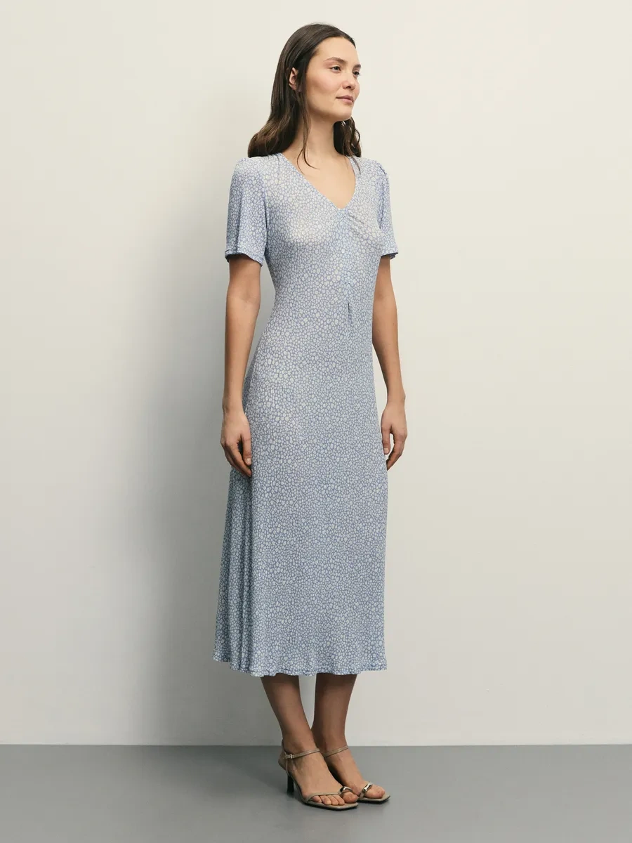 Zarına Çiçek Desenli Yazlık Midi Elbise 348516057 Açık Mavi