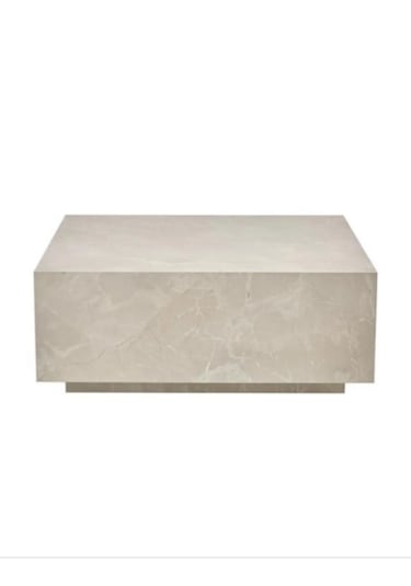 Most Lignum Mermer Görünümlü %100 Mdf Orta Sehpa 80x80 Cm Traverten Bej